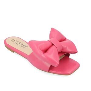 Journee Collection Women's Fayre Oversized Bow Slip On Flat Sandals - Pink, 8M